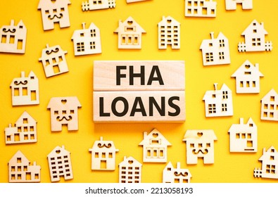 FHA Federal Housing Administration Loans Symbol. Concept Words 'FHA Federal Housing Administration Loans' On Wooden Blocks On A Beautiful Yellow Background. Business And FHA Loans Concept. Copy Space.