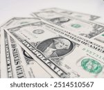 Fiat money one dollar paper money pile,Fiat Currency close-up one dollar bills background,money saving Concept ,business finance Finance, banking,cash, savings,fiat money concept,1dollar bill currency