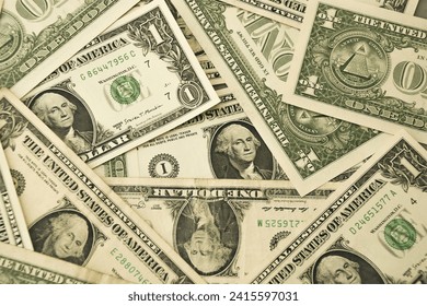 fiat money,Pile of United States of America one dollar bills,Finance, banking,cash, savings,fiat  money concept,one dollar bill currency,Group of money stack of 1 US dollars banknotes,money (USD) - Powered by Shutterstock