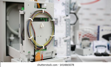 Fiber To The Home Equipment. FTTH Internet Fiber Optics Cables And Cabinet, Splitter