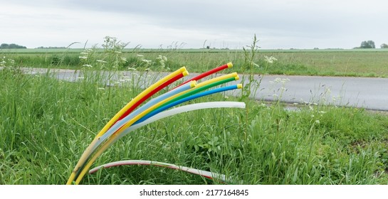 Fiber Optic Cable And Construction Site In A Rural Area