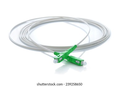 Fiber optic cable on white background