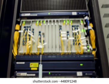 fiber optic Network Server room . network cables and servers in a technology data center . blank text label