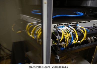 fiber optic with servers in a technology data center