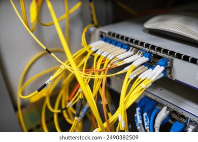 fiber optic with servers in a technology data center