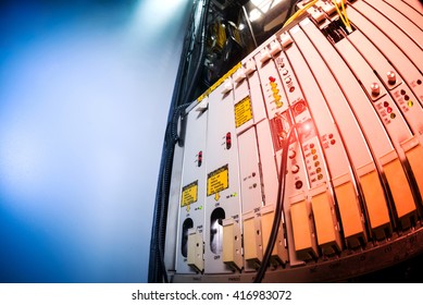 fiber optic with servers in a technology data center .