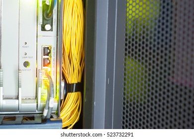 fiber optic with servers in a technology data center .