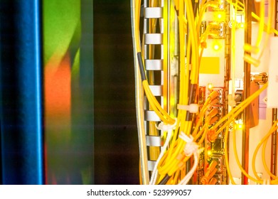 fiber optic with servers in a technology data center .