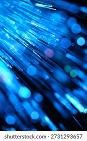 Fiber optical network cable close up. blue toned image