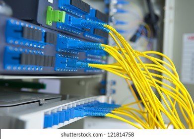 Fiber Optical Network Cables Patch Panel And Switch