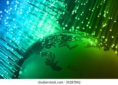 Fiber optics background with lots of light spots