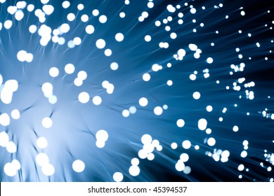 Fiber Optics Close-up, Focal Point On Distant Fibres