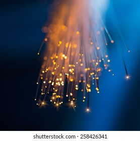 Fiber Optics Close-up, Modern Computer Communication Technology, Blur