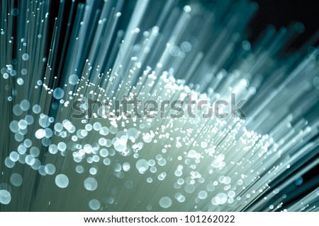 Fiber optics close-up, modern computer communication technology