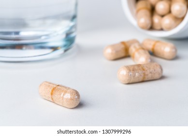 Fiber Supplement With A Glass Of Water