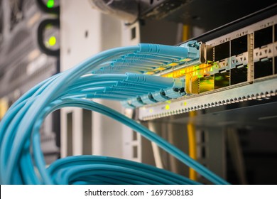 Fiber-optic Cables Are Included In The Ports Of The Main Router. The Main Wires Are Connected To The Modular Interfaces In The Datacenter. Switching Equipment Works In The Server Room.