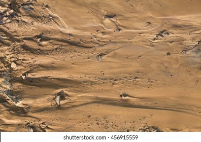 Fictional Mars Soil Aerial View. Trace Of Water On Mars