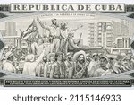 Fidel Castro and his men entering Havana from Cuban money - Pesos
