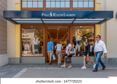 Fidenza, Italy 08.08.2019 Polo Ralph Lauren store in Fidenza Village Outlet center close to Milan with more than 120 fashion stores in a summar sale period.  