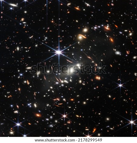 Field Galaxies Space Telescope First Photo. 100 Megapixels High Resolution Image. Futuristic Deep Space Constellation Mystery Cosmic Creativity Background Texture. 