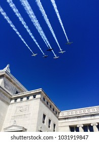 Field Museum Fly Over In Chicago During The Chicago Bears Football Game At Soldier Field