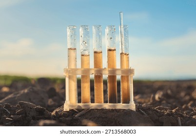Field soil samples for analysis. Selective focus. nature.