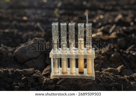 Field soil samples for analysis. Selective focus. nature.