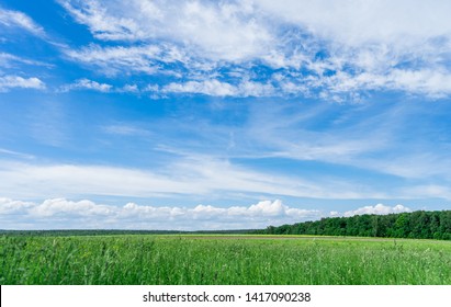 Field View, Sky, Clouds. Landscape. Horizon.