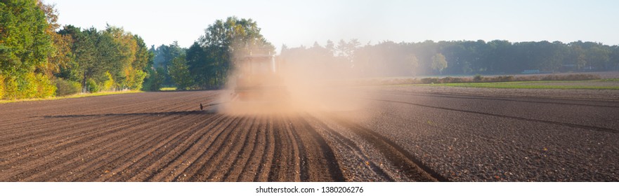 Field work with the tractor on the field
