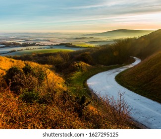 Fields On The South Downs, Near Alfriston, Sussex.  