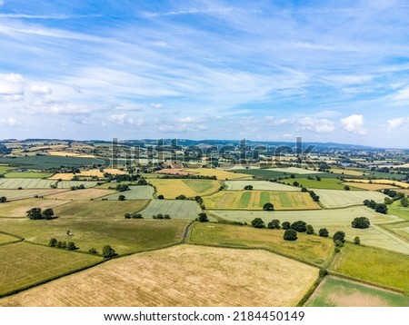 Fields in Somerset, England, from a drone