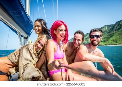 fiends having fun on a sail boat