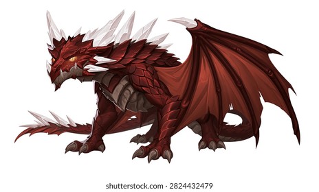 Fierce red dragon with sharp crystal spikes and large leathery wings