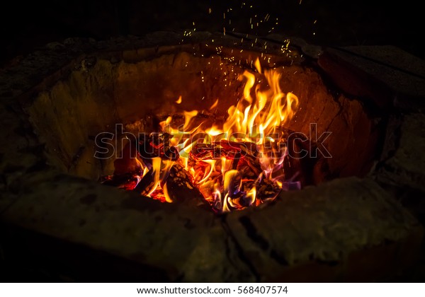 Fiercely Burning Pieces Wood Blurred Swirling Stock Photo (Edit Now ...