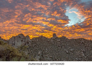 Fiery Arizona Sunset Over The Mcdowell Mountains In North Scottsdale, AZ