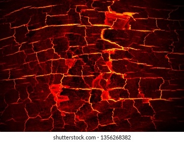 Fiery Cracks On The Earth's Surface. Dark Ground.