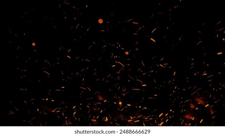 Fiery Embers and Sparks on a Dark Background Creating an Intense Fire Particles Scene.