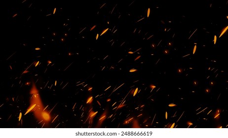 Fiery Glittering Particles Over Dark Background with Fire Embers for Stunning Visuals. - Powered by Shutterstock