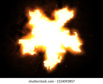 Fiery Muzzle Flash Isolated On Black