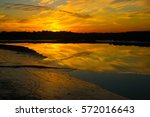 Fiery sunset in Jones Creek, Colonels Island, Georgia