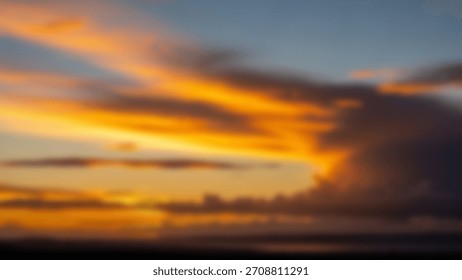 Fiery Sunset Sky with Dramatic Clouds  Golden Light with Serene Nature Background.