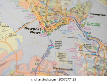 Fife, WA, USA - Oct. 14, 2021: Map Of Newport News, VA.
