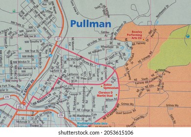 Fife, WA, USA - Oct. 5, 2021: Map Of Pullman, Washington