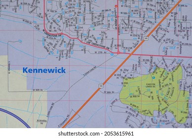 Fife, WA, USA - Oct. 5, 2021: Map Of Kennewick, Washington