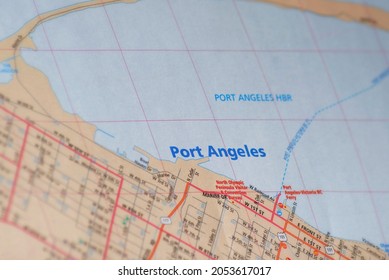 Fife, WA, USA - Oct. 5, 2021: Map Of Port Angeles, Washington