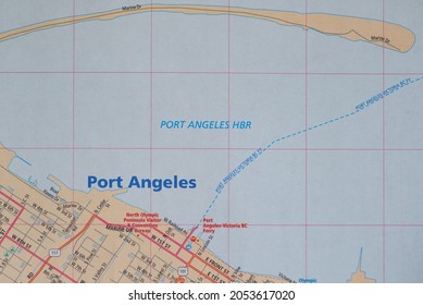 Fife, WA, USA - Oct. 5, 2021: Map Of Port Angeles, Washington