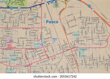 Fife, WA, USA - Oct. 5, 2021: Map Of Pasco, Washington