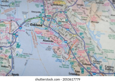 Fife, WA, USA - Oct. 5, 2021: Map of Oakland, California