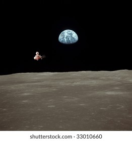 apollo 11 earth rise over moon stock illustration 245961361