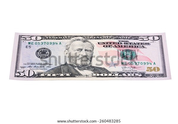 Fifty Dollar Banknote Isolated On White Stock Photo (Edit Now) 260483285